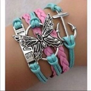 Butterfly Love leather alloy bracelt New